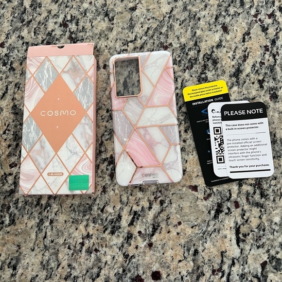 💛i-Blason Cosmo Series Samsung Galaxy S21 Ultra 5G Case pink Marble - Picture 2 of 9